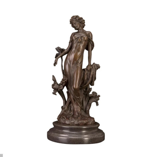 Senhora cercada de flores | Estátua de bronze