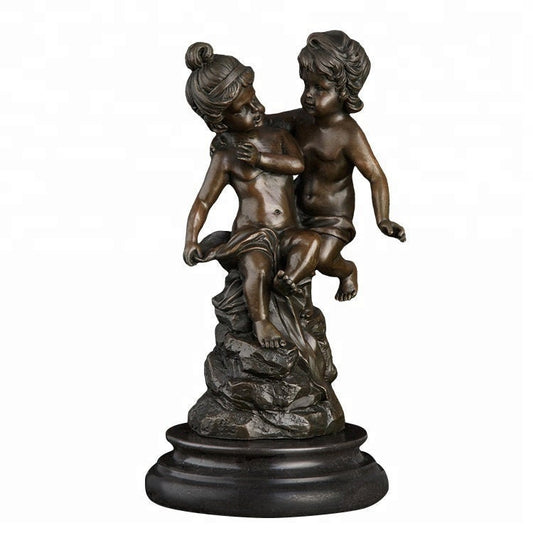 Escultura de menino e menina | Estátua de bronze
