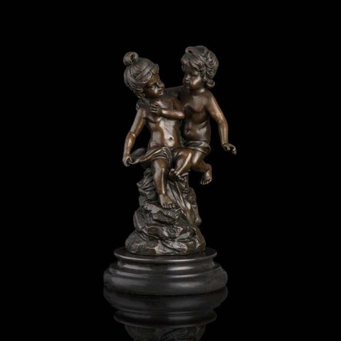 Junge und Mädchen-Skulptur | Bronze Statue