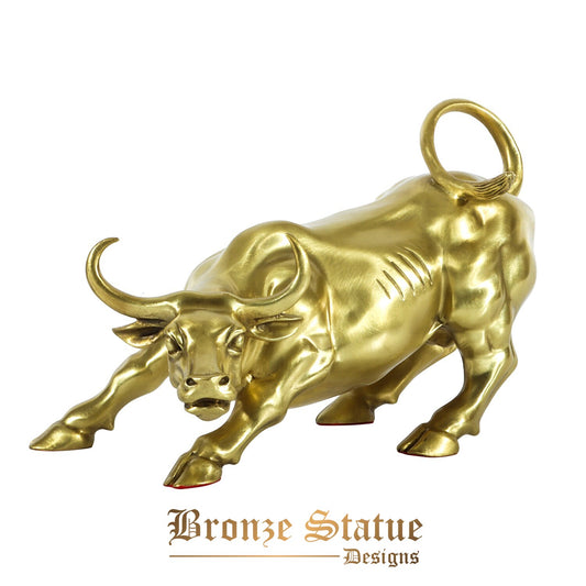 7,5 pol | 19cm | Estátua de touro de carregamento de parede pequena escultura de bronze bronze famoso animal estatueta arte decoração de escritório em casa presentes de negócios